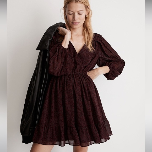Madewell (Re)sourced Georgette Faux-Wrap Mini Dress - Picture 2 of 9